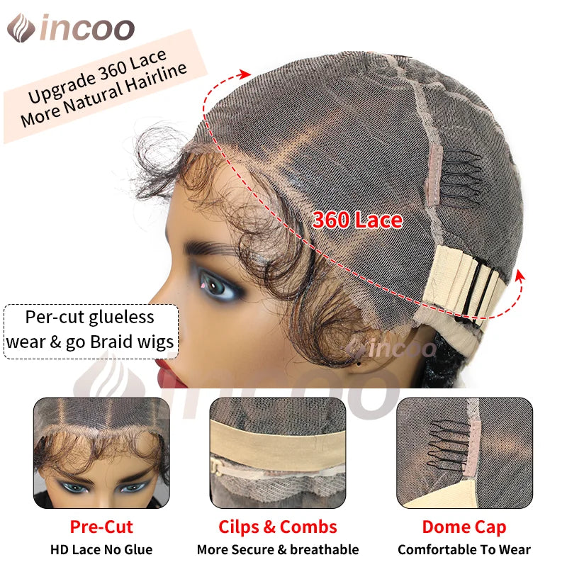 12 Inch African Cornrow Box Braids Bun Short Synthetic Full Lace Braided Wigs Glueless Natural Looking Box Braids Hair for Women