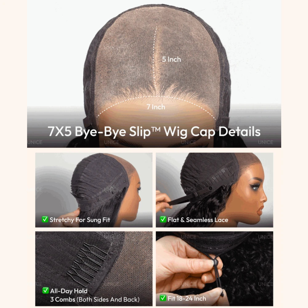 UNice Espresso Brown With Highlights Straight Bob Wig No-Slip 7x5 Lace Glueless Wig Human Hair Ready To Wear