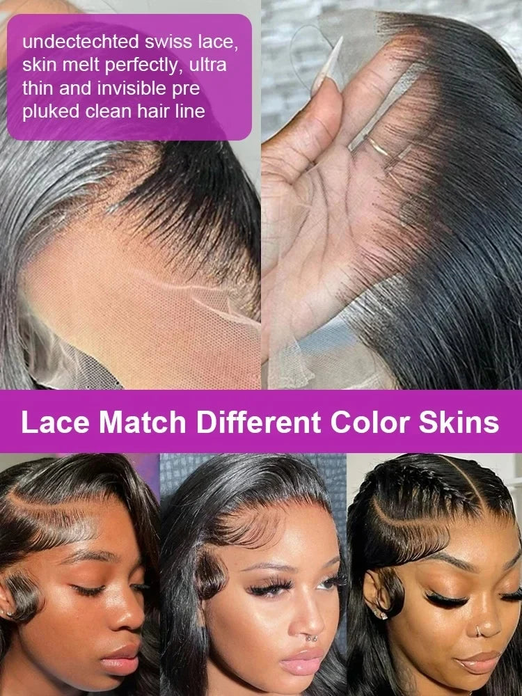 250 density 40 Inch Body Wave 13x6 Transparent Lace Frontal Wig Human Hair Ready 5x5 Glueless HD Closure 13x4 Lace Front Wigs