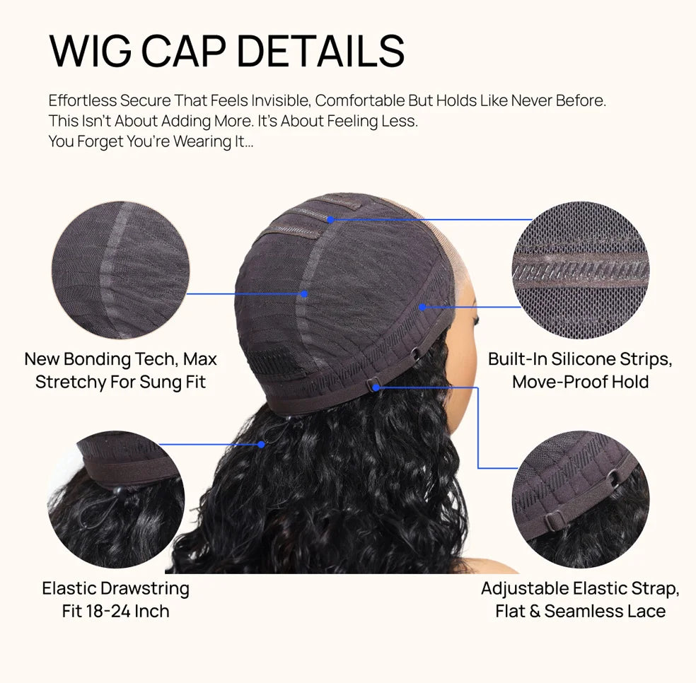 Nadula Highlights Blonde Human Hair Wig with Face-Framing Loose Wave 7x5 Pre Cut HD Transparent Lace Glueless Wig 100% Human Hair Pre Bleached Knots Pre Plucked Put and Go Drawstring Wig for All Heads Sizes Last More Than 1 Y