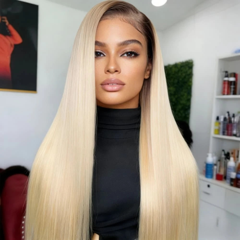 Ash Blonde Wigs Human Hair 13x4 Transparent Lace Front Wigs Human Hair 200 Density Ash Blonde Straight Lace Front Wigs for Women