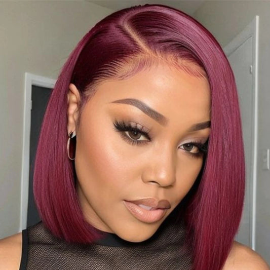 Bob Wig Human Hair 13x4 HD Lace Front Wigs Human Hair Pre Plucked Bob Wig for Women Glueless with Baby Hair Straight Short Wigs Natural Black 99J Burgundy Chocolate Brown 613 blonde