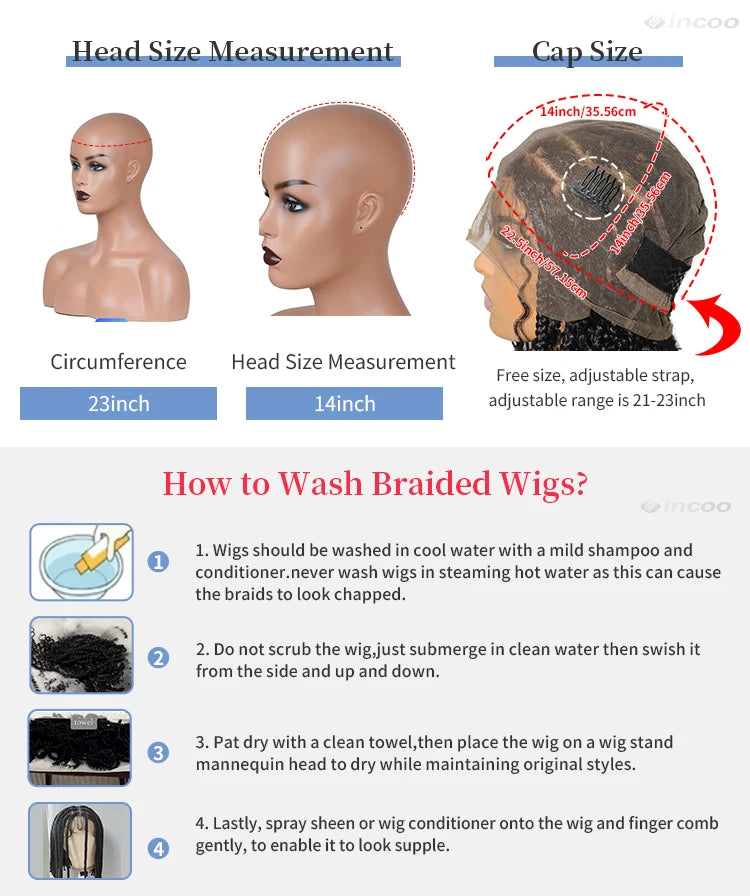 36" Cornrow Braided Wigs Synthetic Handmade Side Part Braided Wig Full Lace Frontal Braiding Wig Goddess Knotless Box Braids Wig
