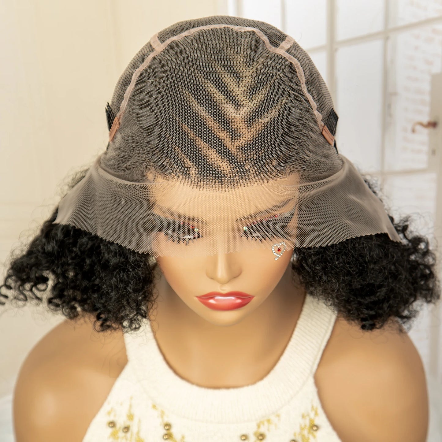 Full Lace Afro Braided Wig for Women African Wig Cornrow Braids Lace Wig with Baby Hair 8 Inch Short Kinky Curly Braid Wigs