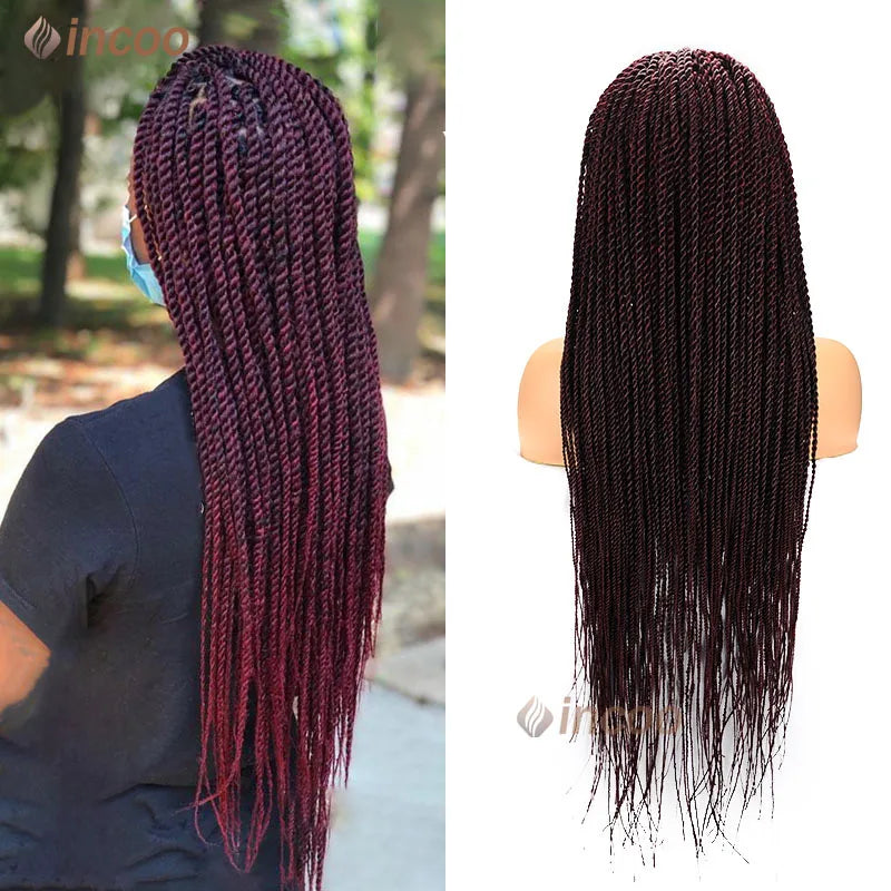 Full Lace Frontal Wigs Synthetic Twist Braided Wigs For Black Women Box Braided Lace Front Wig Faux Locs Wig Goddess Braids Wigs