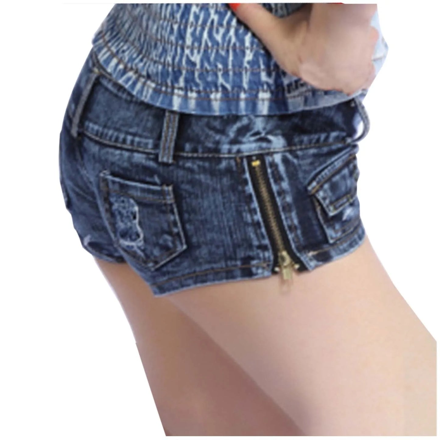 Retro Ripped Shorts Womens' Side Slit Denim Trouser Summer Denim Pants Button Pockets High Waisted Shorts Stylish Slacks