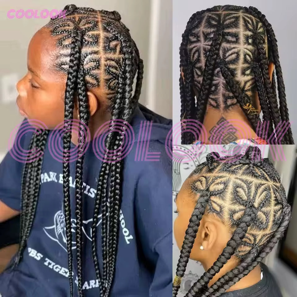 Coolook 36Inch Butterfly Full Lace Cornrow Braided Wigs for Black Women Synthetic Knotless Box Braids Wig Lace Front Braiding Hair Wig
