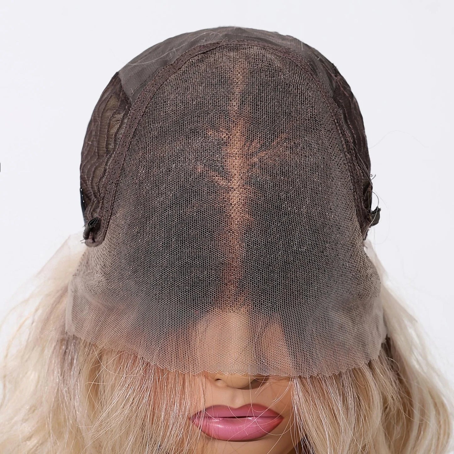 Topshe 13x6 HD Lace Front Short Wig Deep Root Gradient Platinum Blonde Curly Heat Resistant Synthetic Wigs for Women