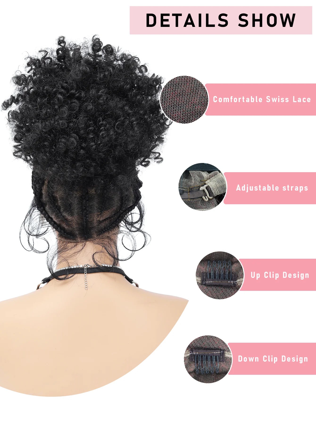 Synthetic Braided Wig with Buns Full Lace Cornrow Braids Wig for Black Women Frontal Braiding Wigs with Ponytail 10 inches