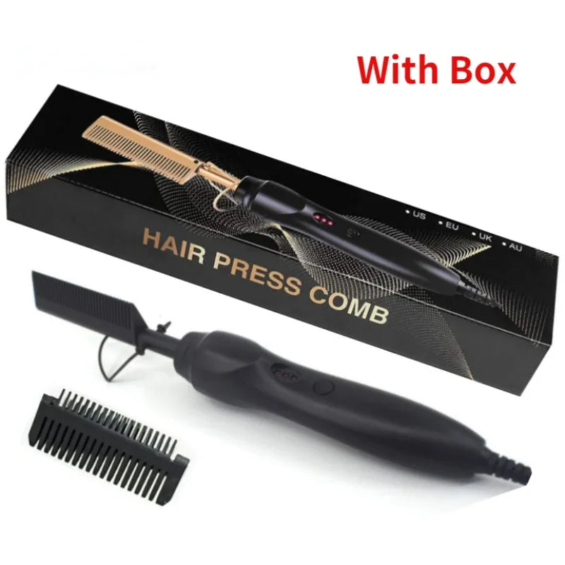 2 in 1 Electric Hot Heating Comb Hair Straightener Curler Flat Irons Wet Dry Hair Iron Straightening Brush Hair Styling Tools
