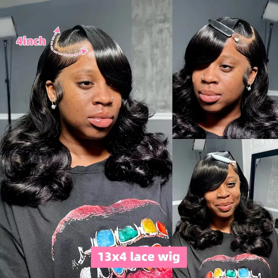Linktowig 250 Density 13x6 Body Wave Bob Wig Human Hair 13x4 HD Short Bob Wig Lace Front Human Hair Wigs 5x5 Lace Frontal Wigs