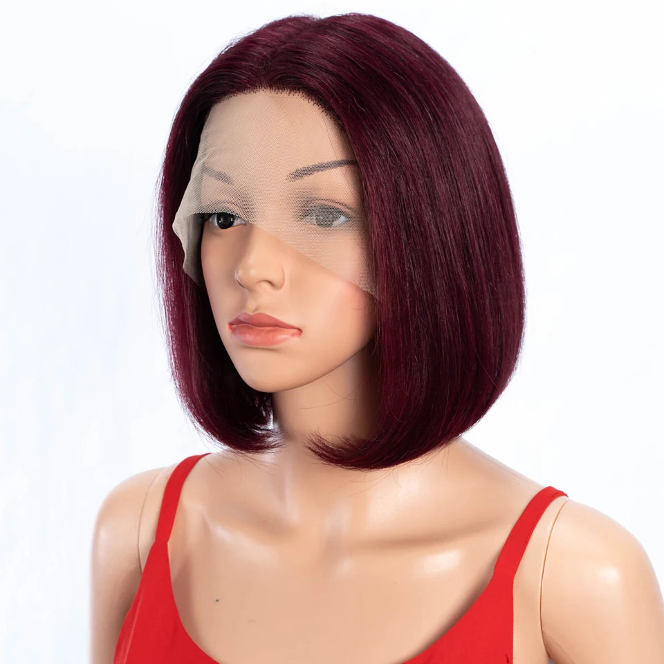 Lekker Blonde Long Pixie Cut Straight Bob 13x1 T Lace Front 100% Human Hair Wigs For Women Glueless Brazilian Remy Hair Colored