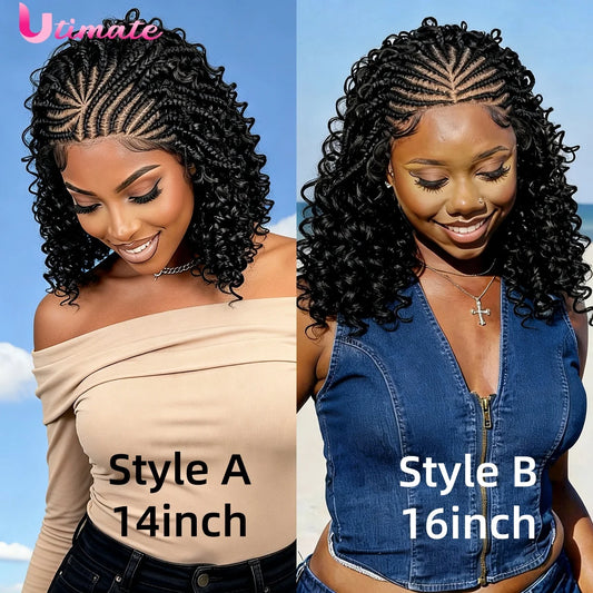 Lemondate Braids Short Bob Braided Wigs Synthetic 13x4 Lace Frontal Knotless Braided Wigs for Black Women