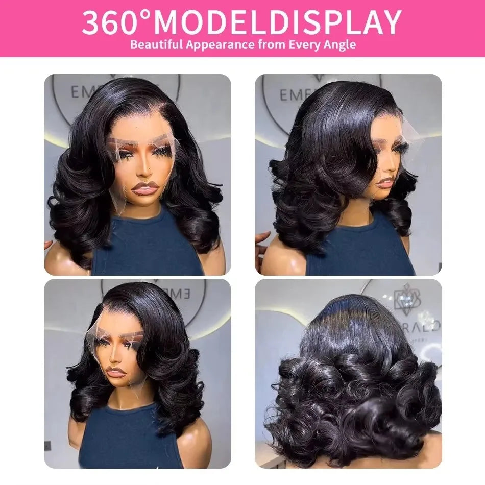 Linktowig 250 Density 13x6 Body Wave Bob Wig Human Hair 13x4 HD Short Bob Wig Lace Front Human Hair Wigs 5x5 Lace Frontal Wigs