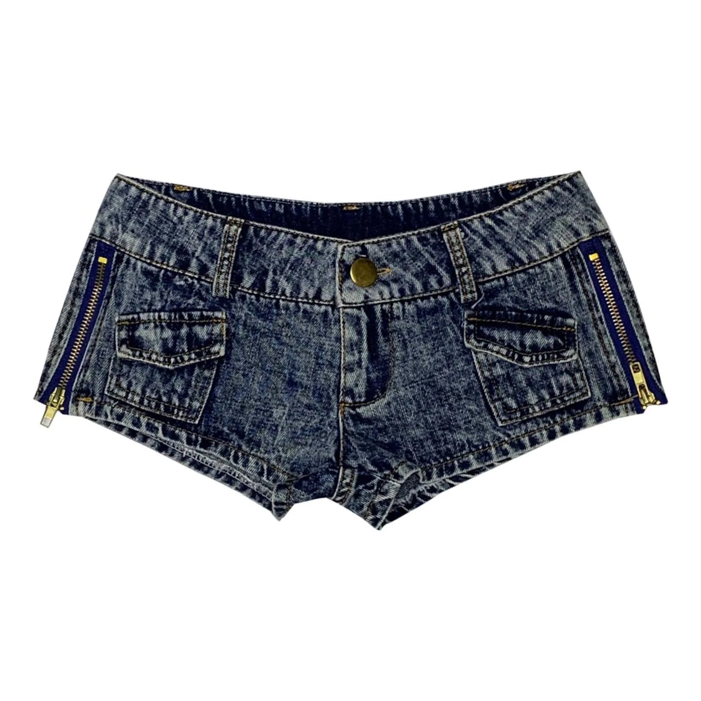 Retro Ripped Shorts Womens' Side Slit Denim Trouser Summer Denim Pants Button Pockets High Waisted Shorts Stylish Slacks