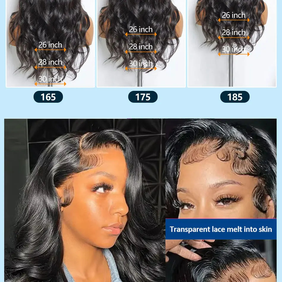 250 density 40 Inch Body Wave 13x6 Transparent Lace Frontal Wig Human Hair Ready 5x5 Glueless HD Closure 13x4 Lace Front Wigs