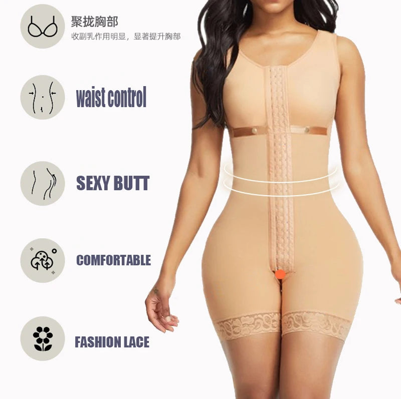 Fajas Colombianas Girdle High Compression Bodysuits Shapewear Slimming Waist Trainer Post Surgery Corset Butt Lifter Body Shaper