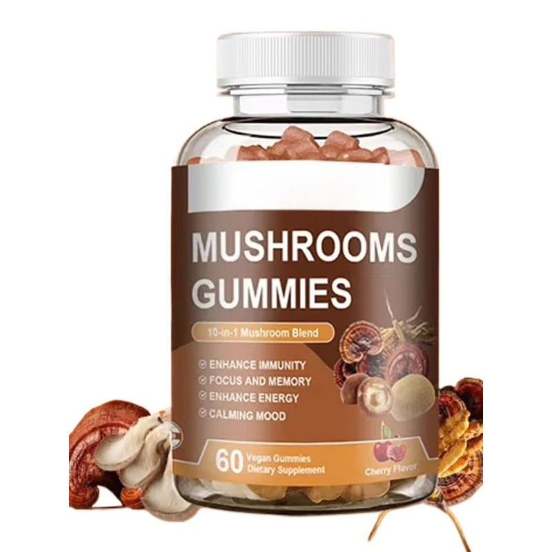 Mushroom Gummies Brain Boosting and Immune Support Agents Lion's Mane Mushrooms Ganoderma Lucidum Intellectual and Relaxing