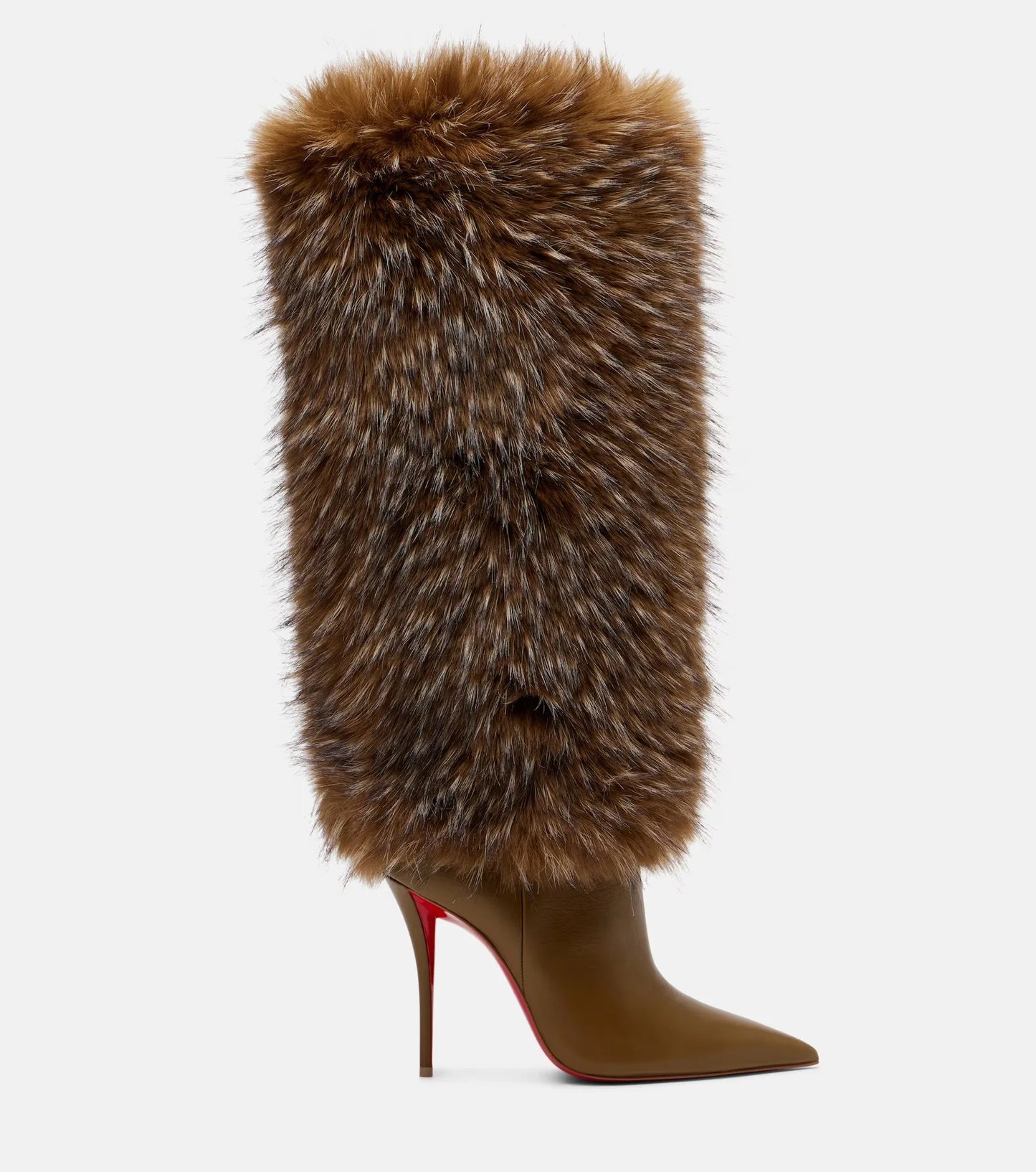 Autumn And Winter Women Fur Knee High Boots Pointed Toe Thin Stiletto Heel Leather Fashion Party Luxury Long Boots Big Size