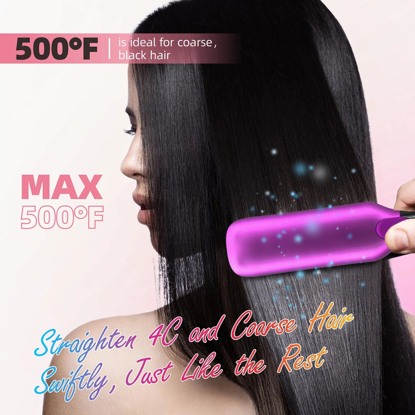 Hair Straightener 500°F Plasma Hair Flat Irons Ceramic Coating Plate Professional Salon Tool Smooth Frizz Dual Voltage
