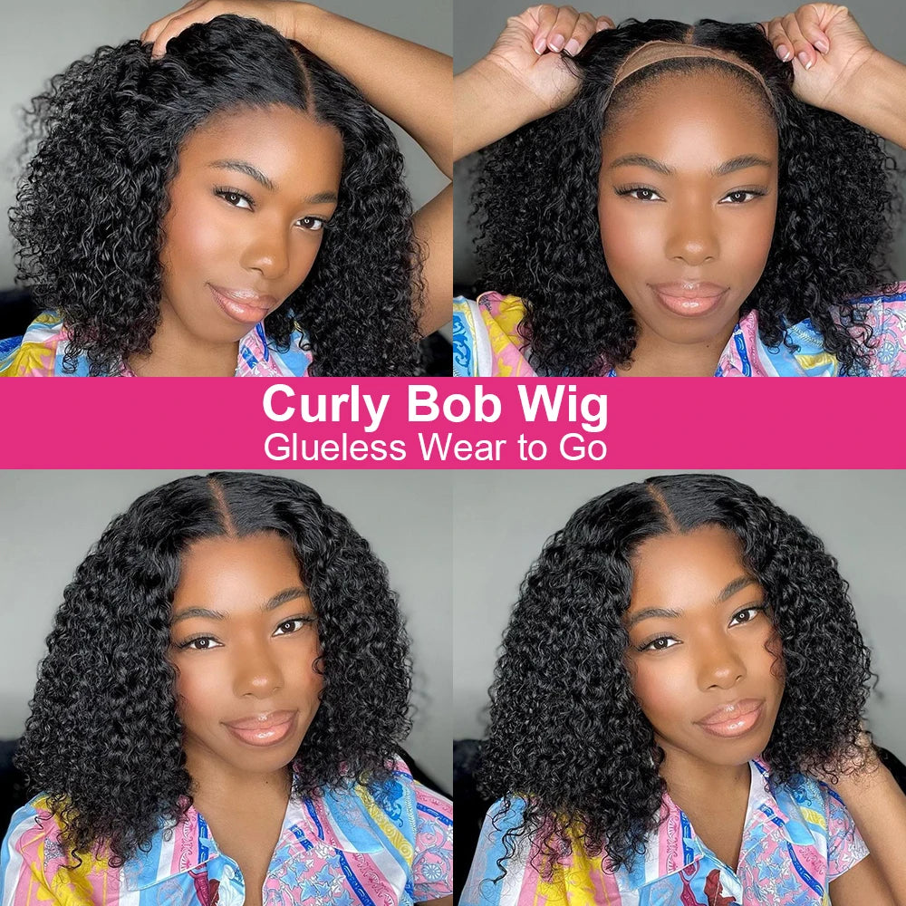 Deep Wave 13x4 Lace Frontal Wig Bob Glueless Wig Human Hair Ready To Wear Curly Wigs 200% 7x5 Closure Wigs Pre Cut Preplucked