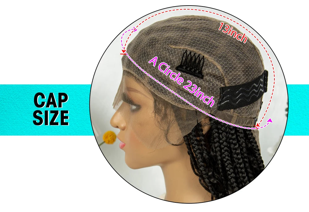 Kima Short Bohemian Box Braids Braided Wig Full Lace Boho Braided Wigs Synthetic Curly Hair with Baby Hair for Black Women