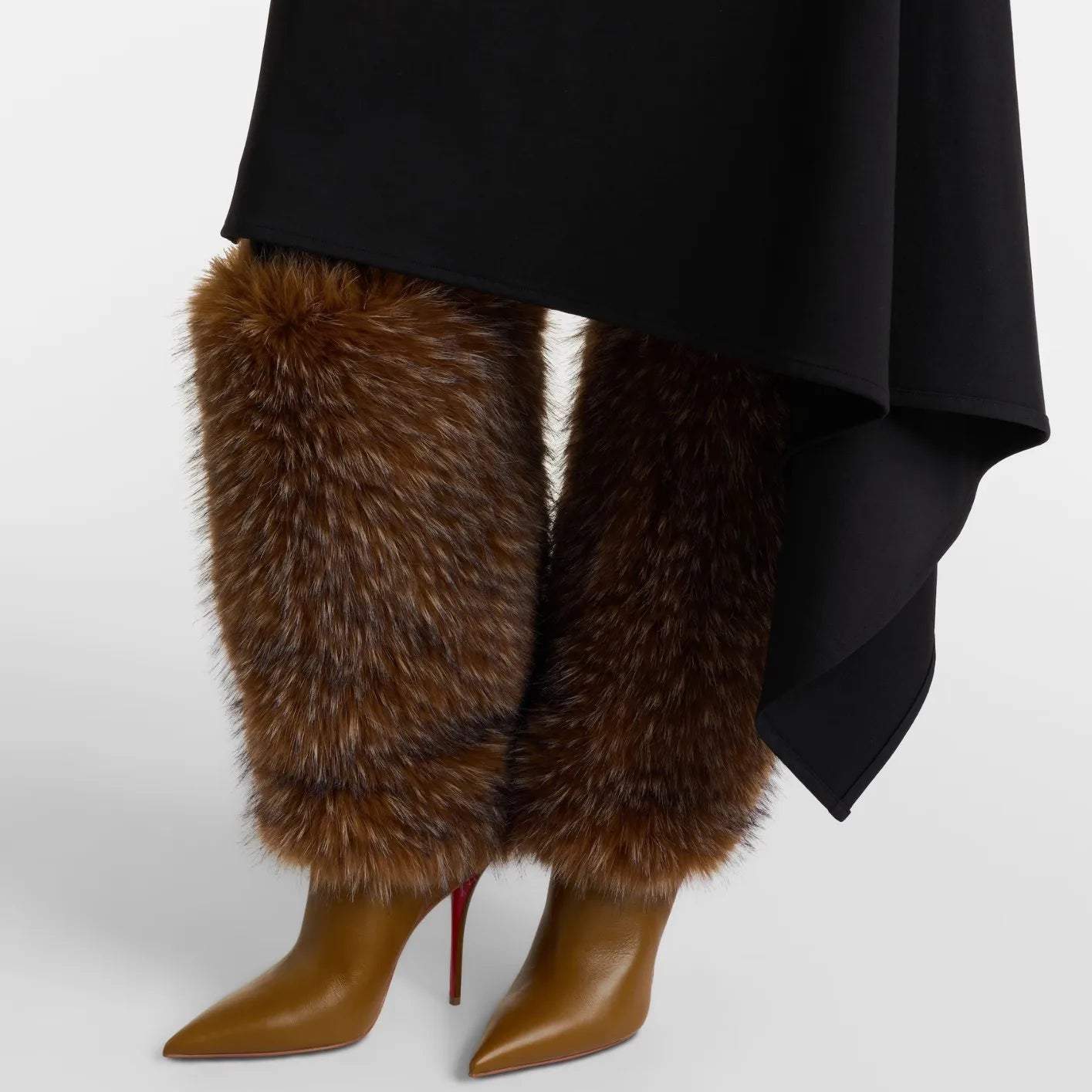 Autumn And Winter Women Fur Knee High Boots Pointed Toe Thin Stiletto Heel Leather Fashion Party Luxury Long Boots Big Size