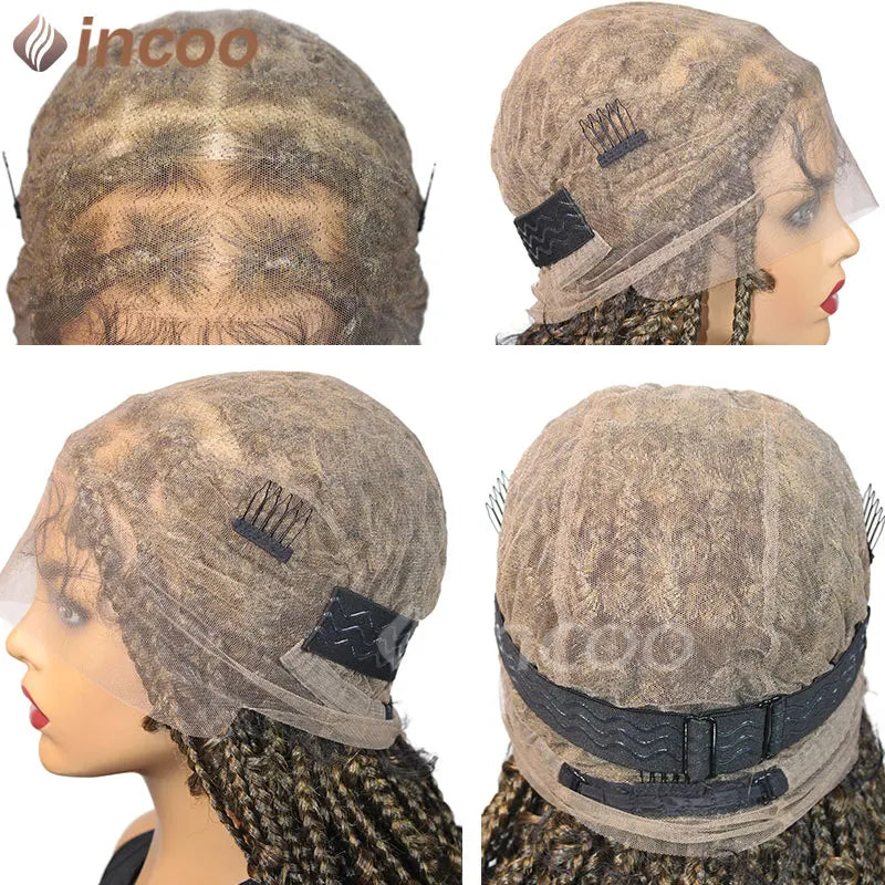 36 Inches Synthetic Lace Braided Wigs Butterfly Braids Lace Wig For Black Women Braid Wigs On Sale Clearance Box Braids Lace Wig