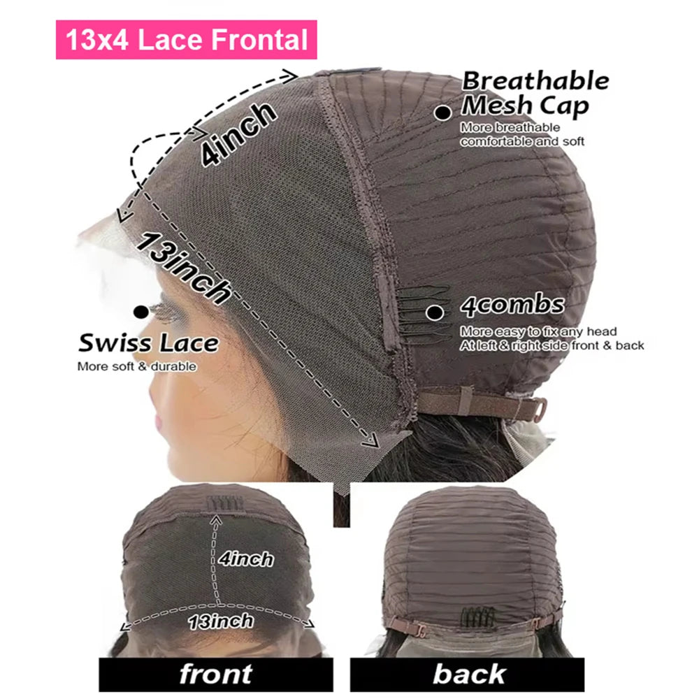 Highlight Short Bob Wigs Deep Wave 13x4 Lace Frontal Wig Human Hair Kinky Curly Frontal Bob Wig 4/27 Ombre Color 250% Density