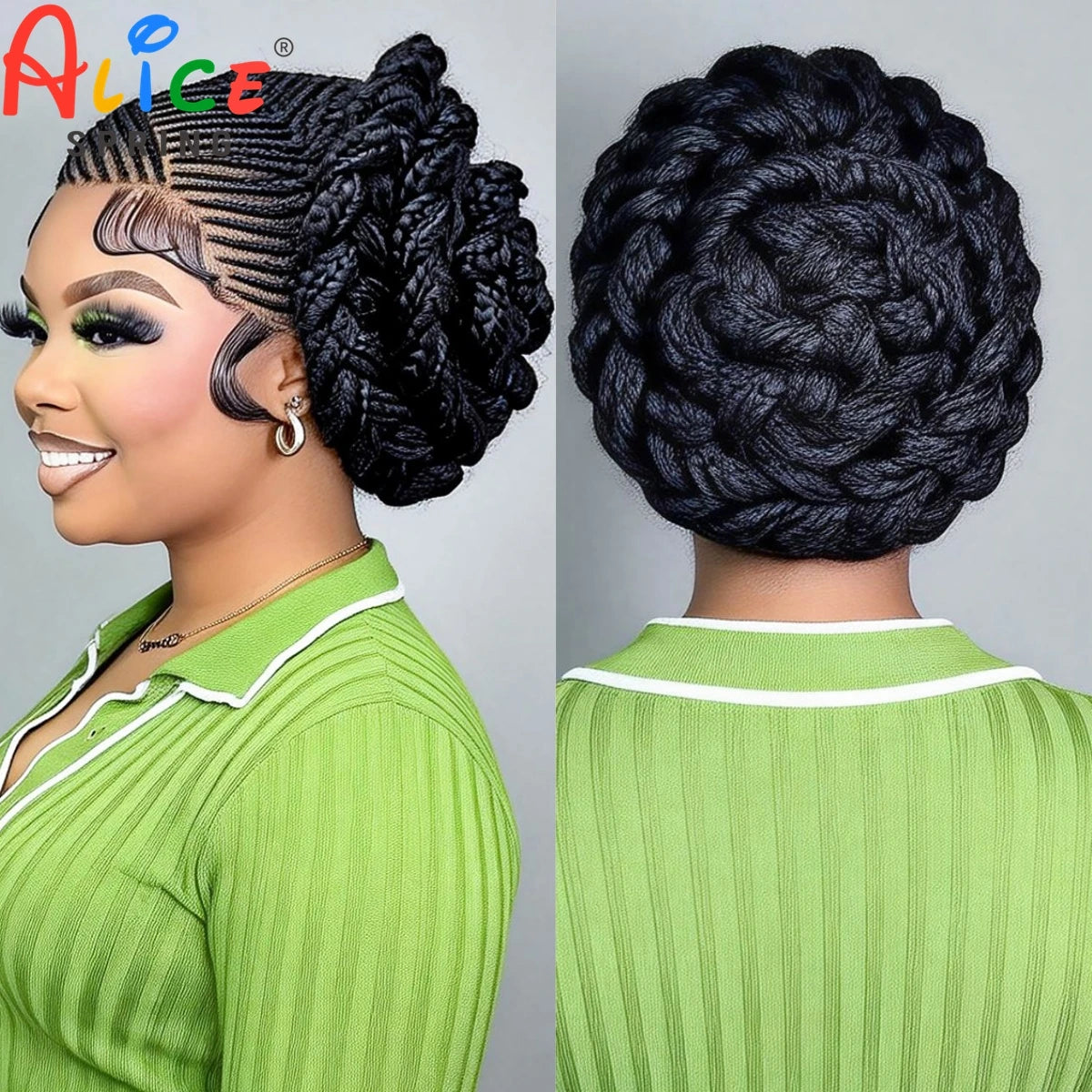 Short Natural Cornrow Braided Wigs Synthetic Full Lace Bantu Braided Wigs Knotless Braids Wigs with Baby Hair for Black Women