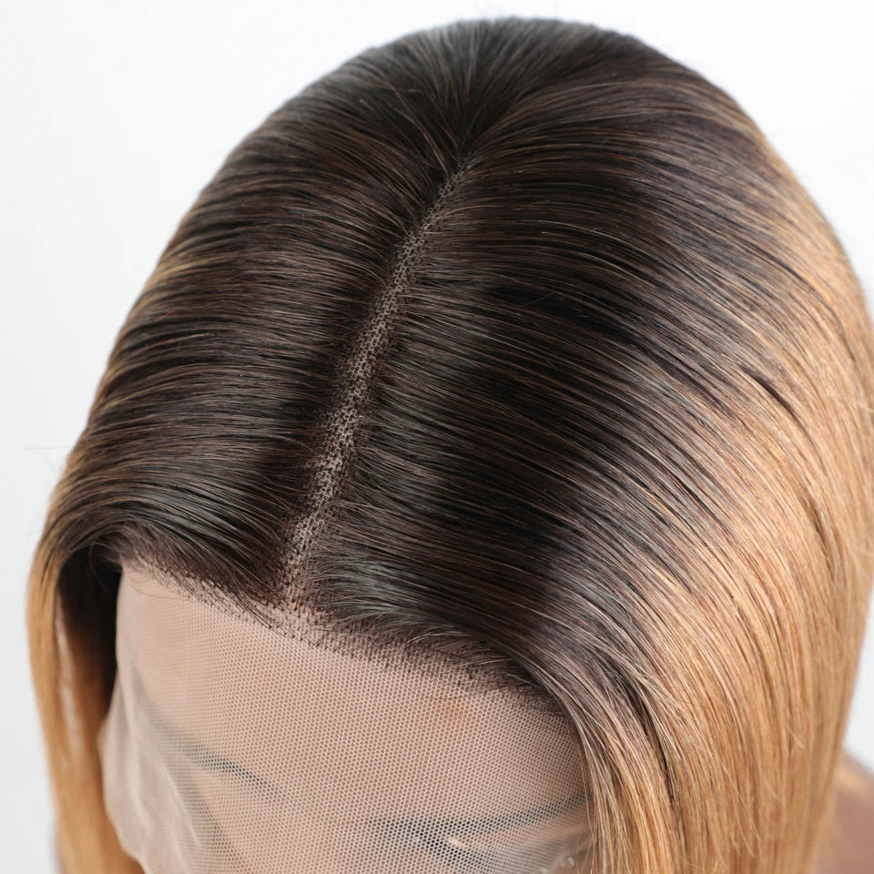Lekker Blonde Long Pixie Cut Straight Bob 13x1 T Lace Front 100% Human Hair Wigs For Women Glueless Brazilian Remy Hair Colored