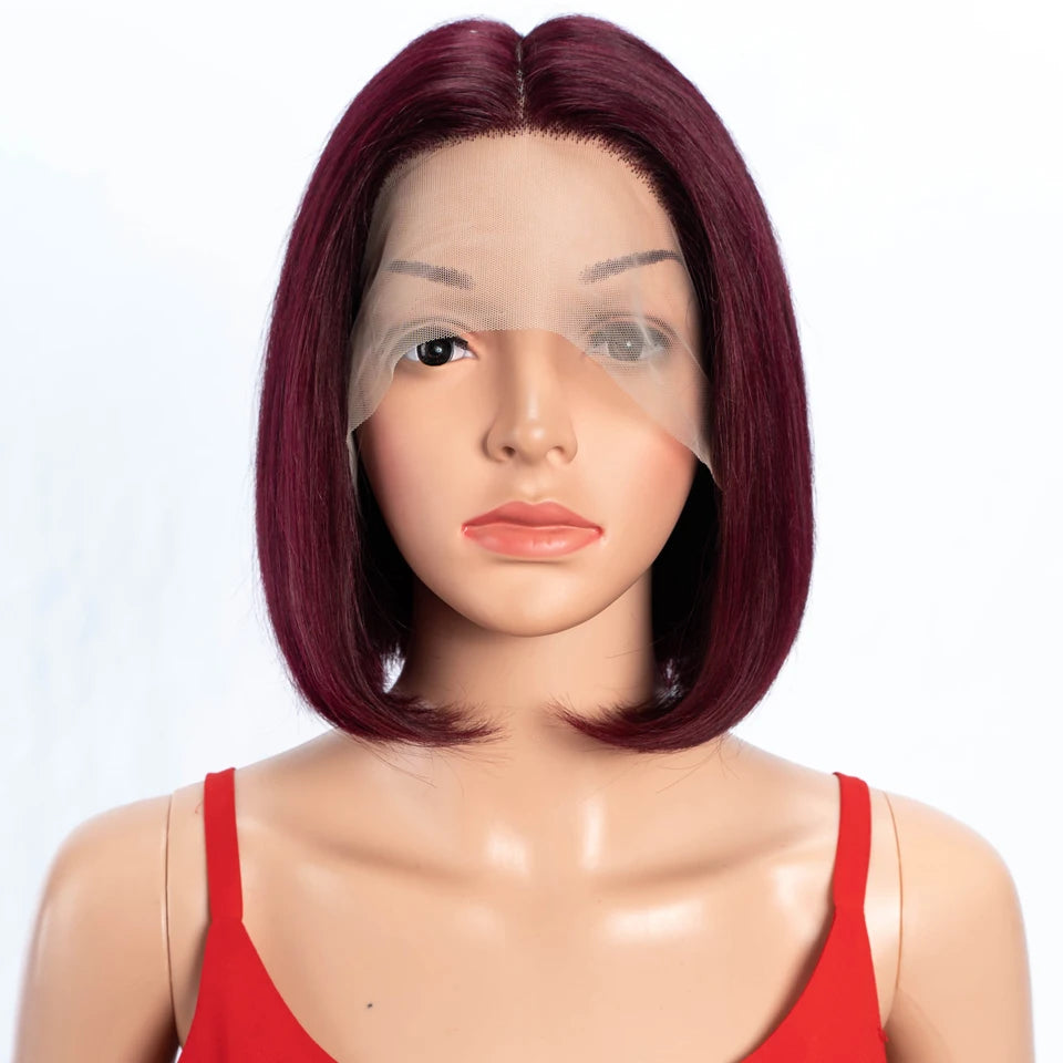 Lekker Blonde Long Pixie Cut Straight Bob 13x1 T Lace Front 100% Human Hair Wigs For Women Glueless Brazilian Remy Hair Colored
