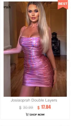 Josiaoprah Hollow Out Ruched Dress Women Solid Halter Sleeveless Mini Dress Women Summer Casual Pleated Streetwear Vestidos