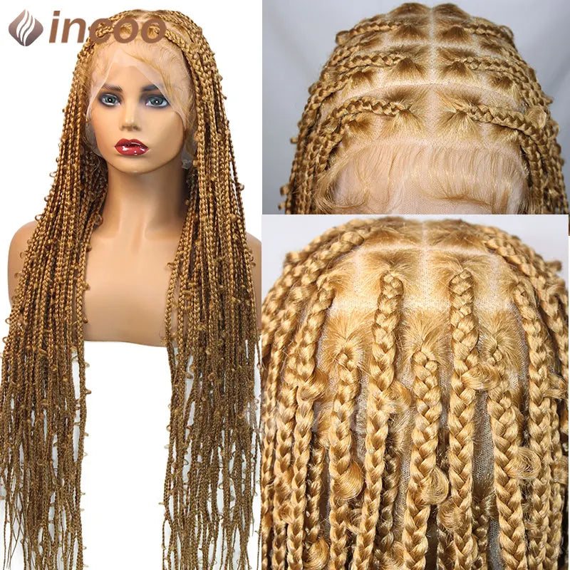 36 Inches Synthetic Lace Braided Wigs Butterfly Braids Lace Wig For Black Women Braid Wigs On Sale Clearance Box Braids Lace Wig