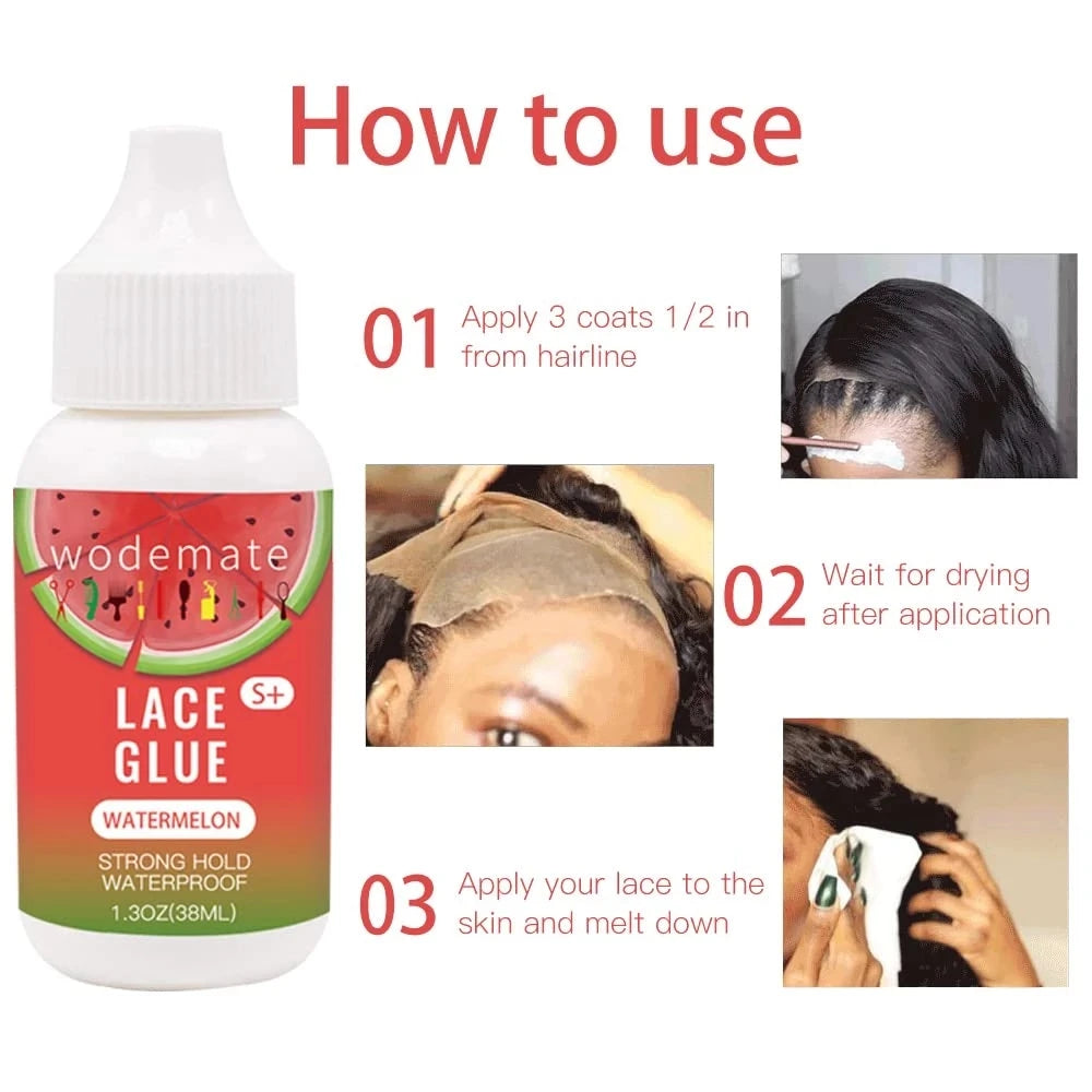 Lace Front Wig Glue Waterproof Wig Adhesive Invisible Bonding Glue Strong Hold Hair Glue for Toupee Frontal Closure 38ml