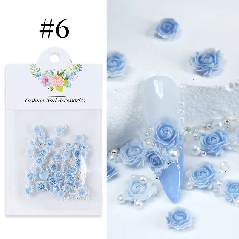 100/200pcs 3D Mixed Nail Decorations Kawaii Heart Flower Bear Pearl Design Rhinestone Nail Art Charms Jewelry Manicure Accessory