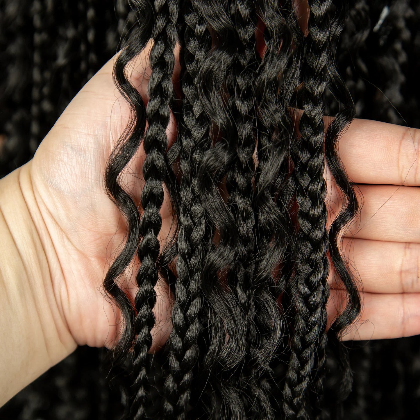 32 inch Synthetic Braided Wigs Natural Curly Boho Braideds Wigs Full Lace Knotless Box Braids Wig with Baby Hair for Black Women