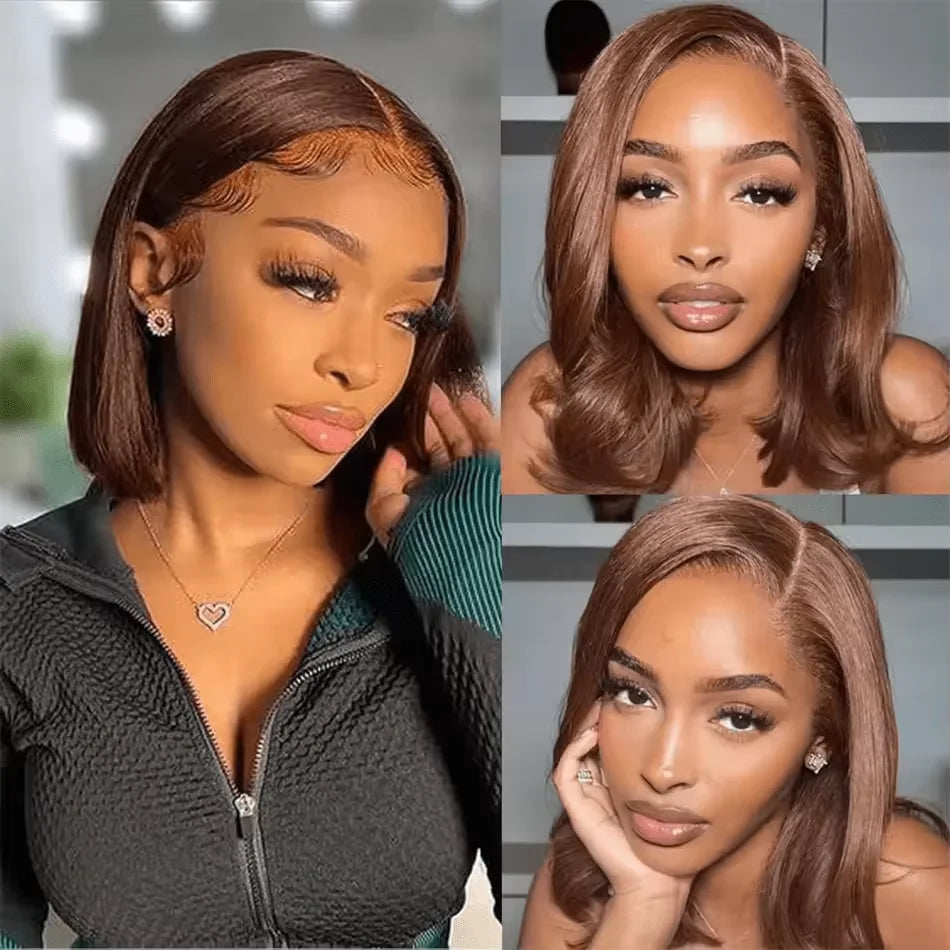 Bob Wig Human Hair 13x4 HD Lace Front Wigs Human Hair Pre Plucked Bob Wig for Women Glueless with Baby Hair Straight Short Wigs Natural Black 99J Burgundy Chocolate Brown 613 blonde