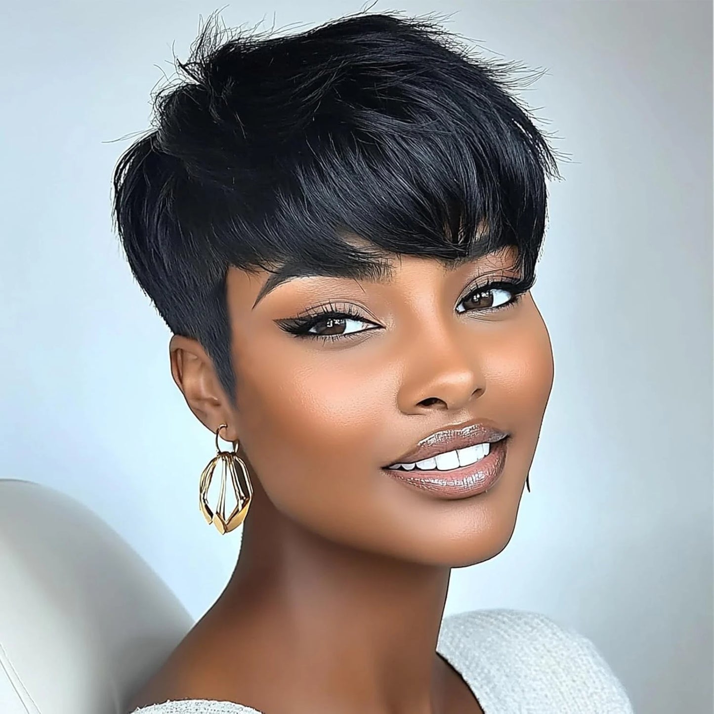 short straight pixie wig 1B30 color pixie cut wig daily party use for women daily party use wig human hair wig machine made