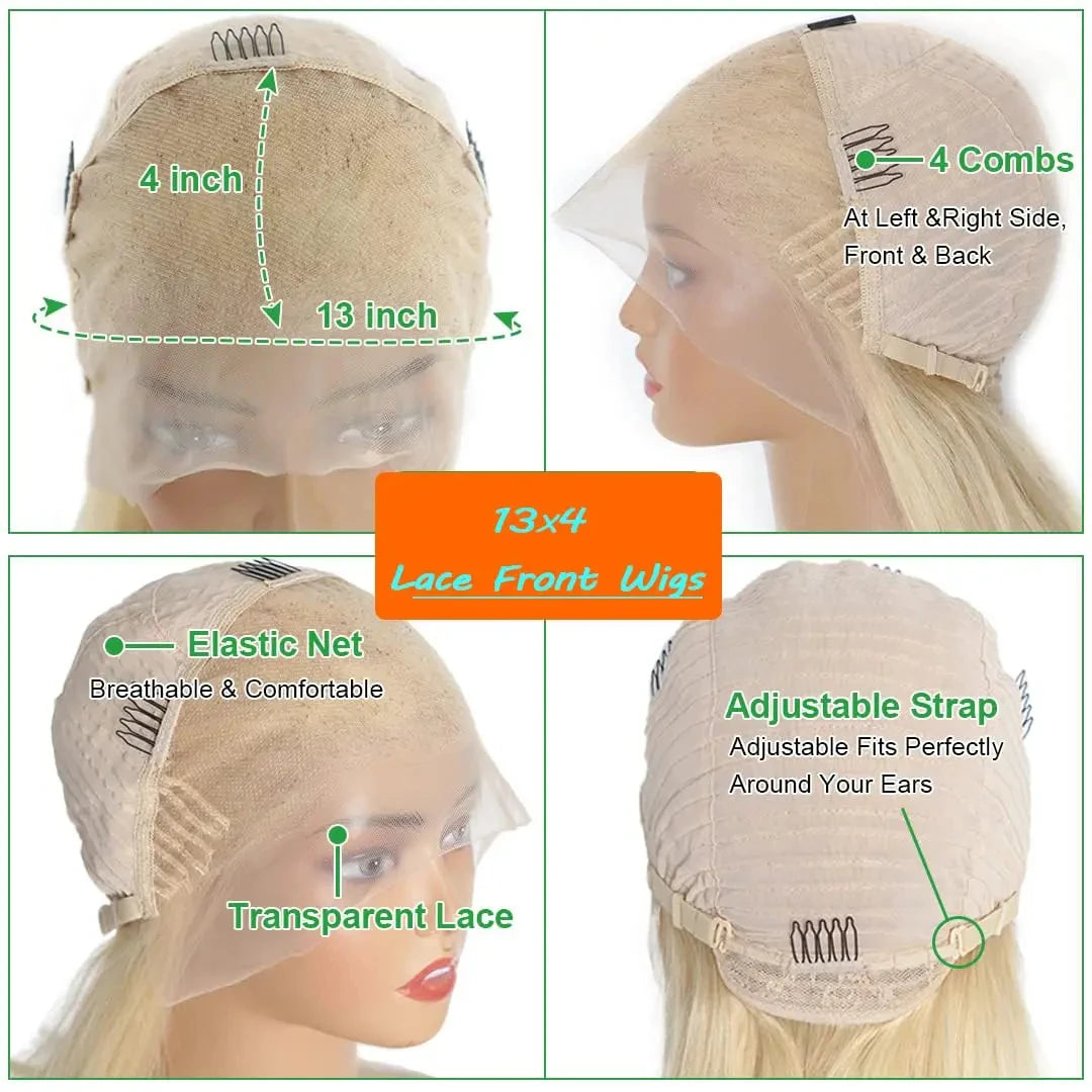 613 Honey Blonde 13x4 HD Transparent Lace Short Bob Wig Pre-Plucked Straight Full Frontal Human Hair Wig for Women