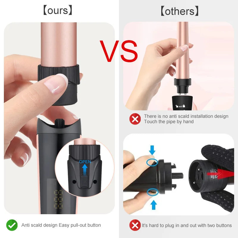 5-1 Multifunctional automatic hair curling iron with interchangeable head accessories and styling straightening comb
