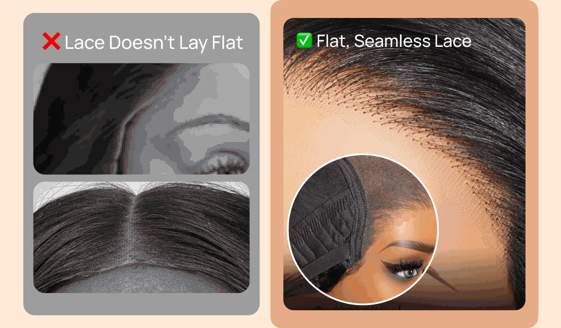 Nadula Highlights Blonde Human Hair Wig with Face-Framing Loose Wave 7x5 Pre Cut HD Transparent Lace Glueless Wig 100% Human Hair Pre Bleached Knots Pre Plucked Put and Go Drawstring Wig for All Heads Sizes Last More Than 1 Y