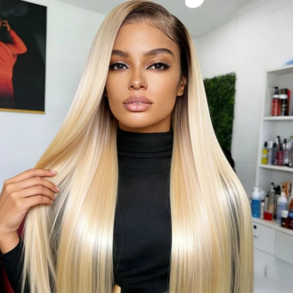 Ash Blonde Wigs Human Hair 13x4 Transparent Lace Front Wigs Human Hair 200 Density Ash Blonde Straight Lace Front Wigs for Women