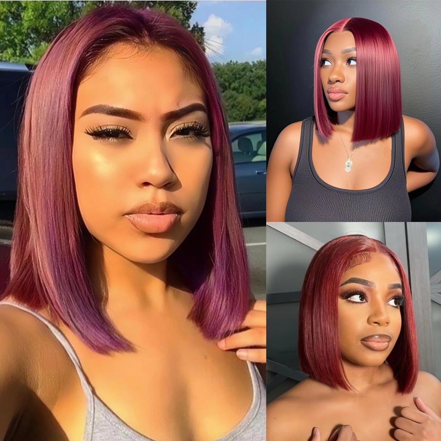 Bob Wig Human Hair 13x4 HD Lace Front Wigs Human Hair Pre Plucked Bob Wig for Women Glueless with Baby Hair Straight Short Wigs Natural Black 99J Burgundy Chocolate Brown 613 blonde