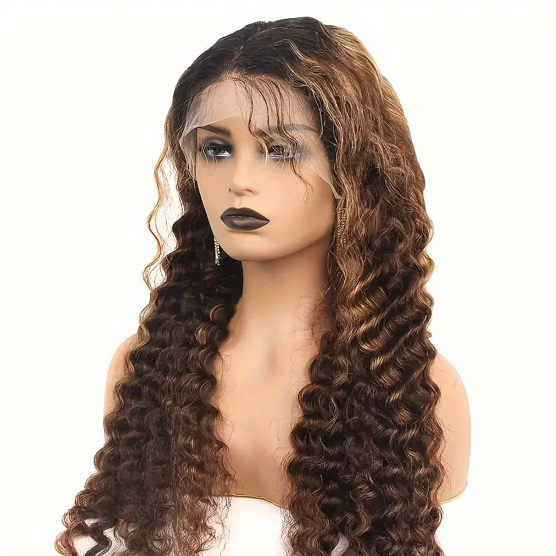 200% 13x4 Highlight Human Hair Wig Deep Wave Lace Front Wig For Women 13x4 Ombre Lace Frontal Wig Human Hair Free Part Pre