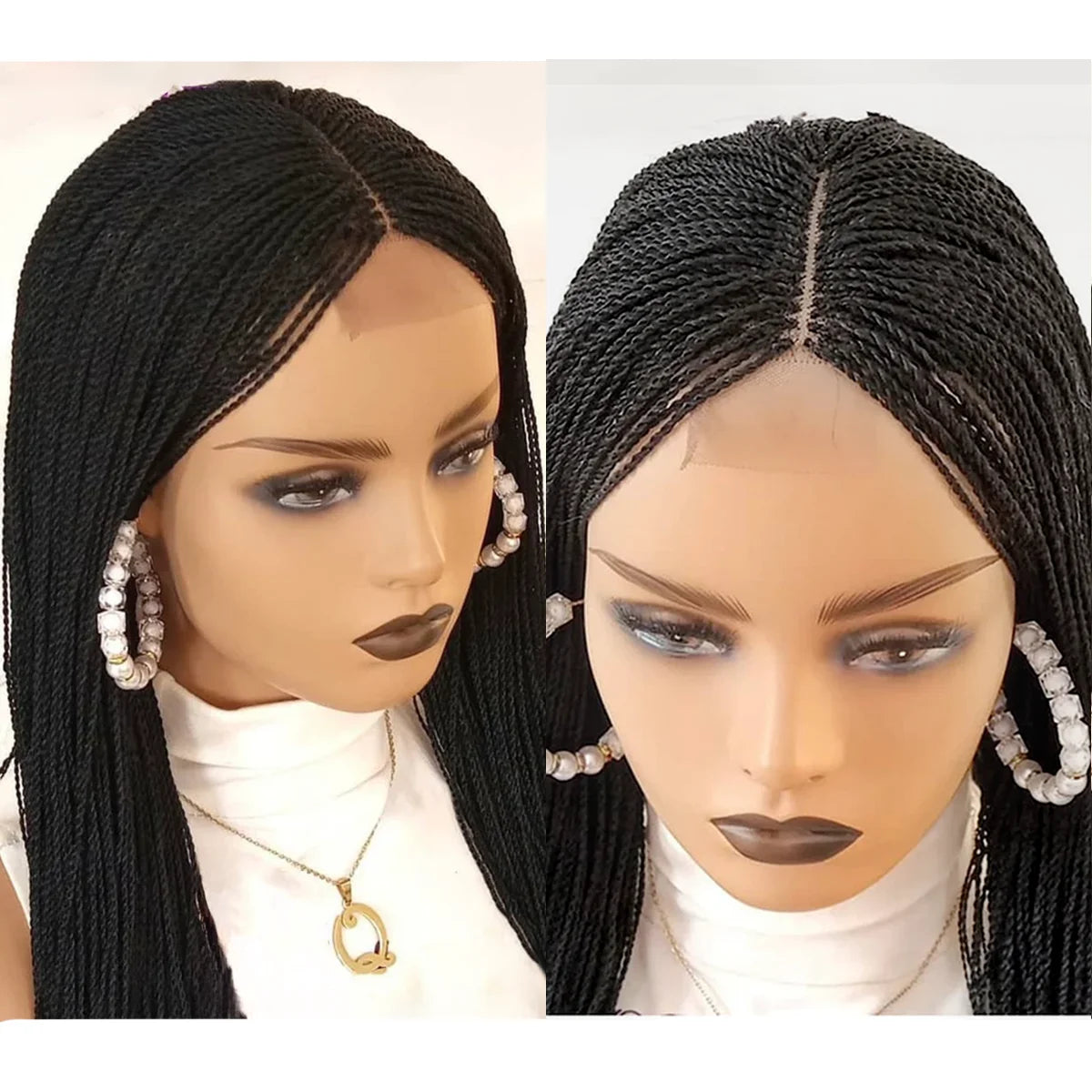 Glueless Micro Braid braided wig on 5x5 HD lace Frontal wig Customizable Tiny braid wig For black women Glueless braid wigs
