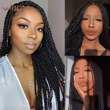 Incoo Synthetic Twist Braided Wigs For Black Women Box Braided Full Lace Front Wig Faux Locs Wig Goddess Braids Wigs