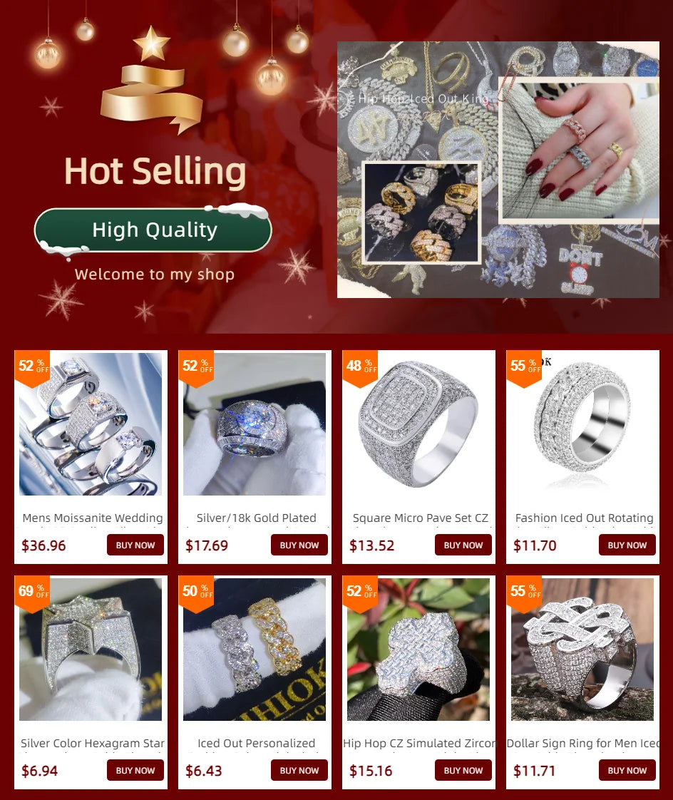 Square Micro Pave Set CZ Ring Cluster Iced Out Band Mens Bling Zircon Little Finger Ring for Men Hip Hop Rapper Jewelry