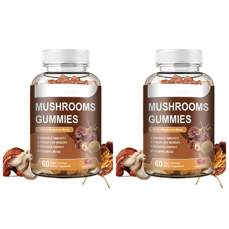 Mushroom Gummies Brain Boosting and Immune Support Agents Lion's Mane Mushrooms Ganoderma Lucidum Intellectual and Relaxing
