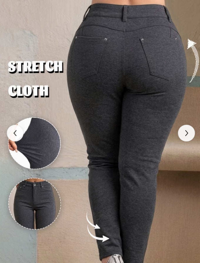 L035 Trendy And Versatile Street Fashion, Pure Black Skinny Stretch Ankle Pants, Women's Jeans.